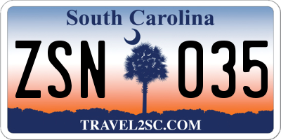 SC license plate ZSN035