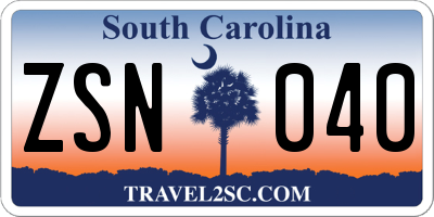 SC license plate ZSN040
