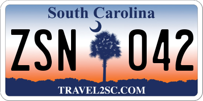 SC license plate ZSN042