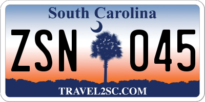 SC license plate ZSN045