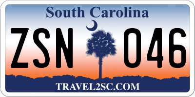 SC license plate ZSN046
