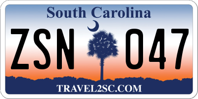 SC license plate ZSN047