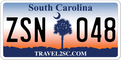 SC license plate ZSN048