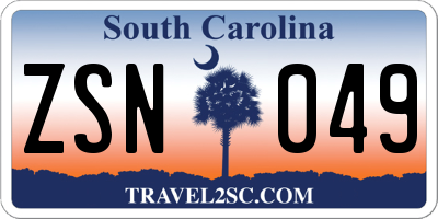 SC license plate ZSN049