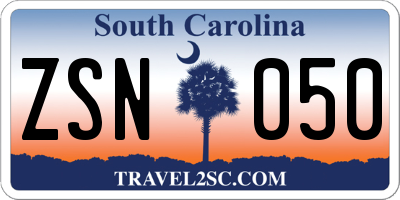 SC license plate ZSN050