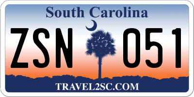 SC license plate ZSN051