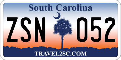 SC license plate ZSN052