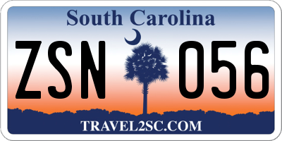 SC license plate ZSN056