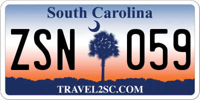 SC license plate ZSN059