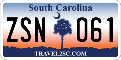 SC license plate ZSN061