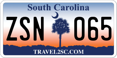 SC license plate ZSN065