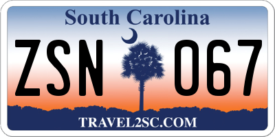 SC license plate ZSN067