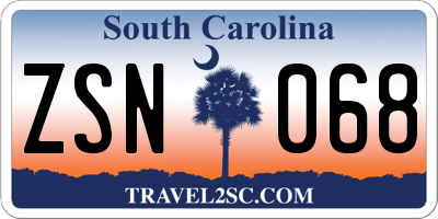 SC license plate ZSN068
