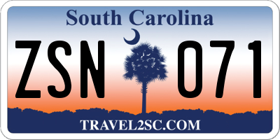 SC license plate ZSN071