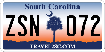 SC license plate ZSN072