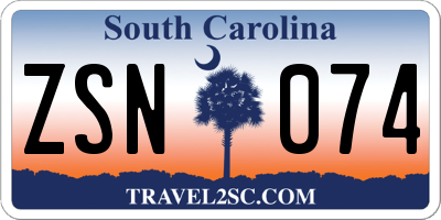 SC license plate ZSN074