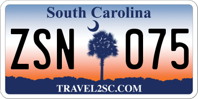 SC license plate ZSN075