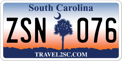 SC license plate ZSN076