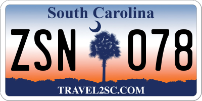 SC license plate ZSN078
