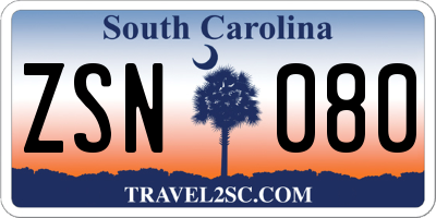 SC license plate ZSN080