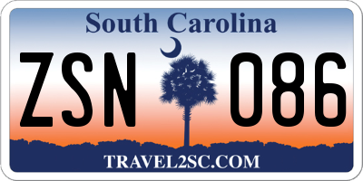 SC license plate ZSN086