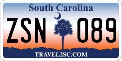 SC license plate ZSN089