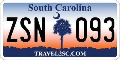 SC license plate ZSN093