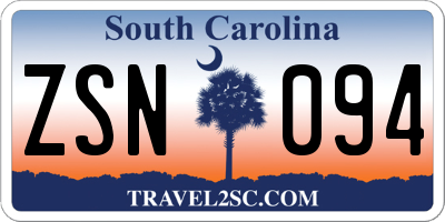 SC license plate ZSN094