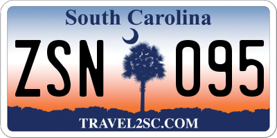 SC license plate ZSN095