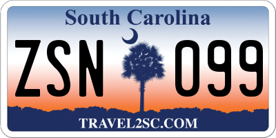 SC license plate ZSN099