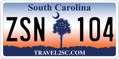 SC license plate ZSN104