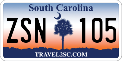 SC license plate ZSN105