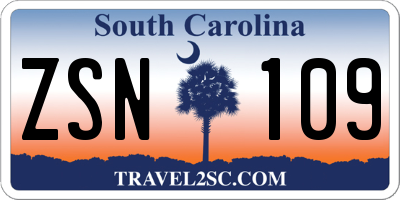 SC license plate ZSN109