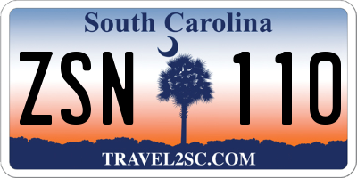 SC license plate ZSN110