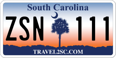 SC license plate ZSN111