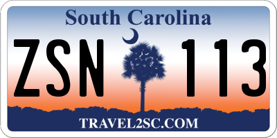 SC license plate ZSN113