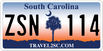SC license plate ZSN114