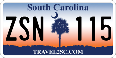 SC license plate ZSN115