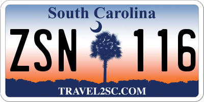SC license plate ZSN116