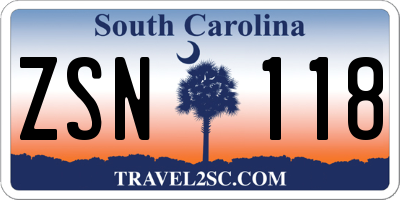 SC license plate ZSN118