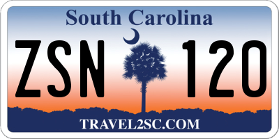 SC license plate ZSN120