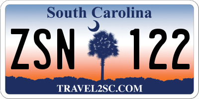 SC license plate ZSN122