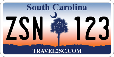 SC license plate ZSN123