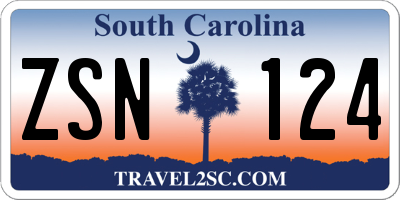 SC license plate ZSN124