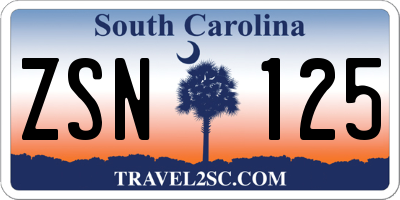 SC license plate ZSN125