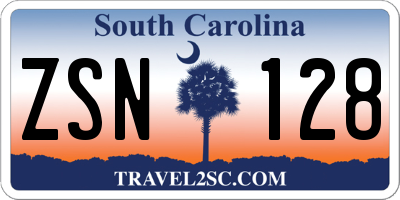 SC license plate ZSN128