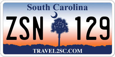 SC license plate ZSN129