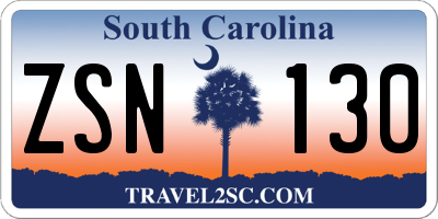 SC license plate ZSN130