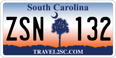 SC license plate ZSN132