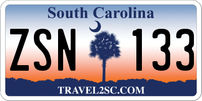SC license plate ZSN133